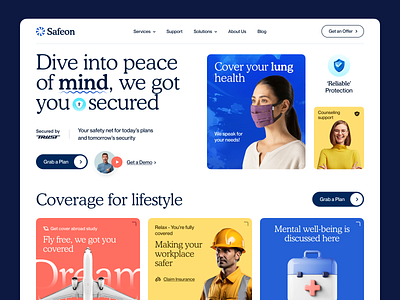 Safeon - Insurance Website accident business business insurance car insurance company corporate insurance guarantee happy life home loan homepage insurance insurance website landing page life insurance life safety protection risk management web design website website design