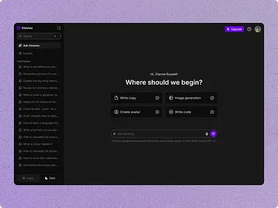 Chronos AI Chatbot User Interface ai ai tools artificial intelligence chatbot design figma ui ui design user interface website design