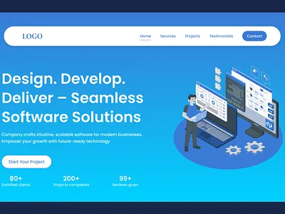 Tech Comapny Website behance corporate website dribble gradient hero section landing page landing page section modern hero section responsive design saas software company software company website tech company tech design ui design uiux design ux design website design