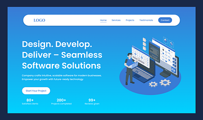 Tech Comapny Website behance corporate website dribble gradient hero section landing page landing page section modern hero section responsive design saas software company software company website tech company tech design ui design uiux design ux design website design
