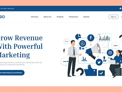 Business Website Landing Page behance business website colorful ui content creator creative website dribble hero section influencer marketing influencer portfolio influencer website landing page landing page section lifestyle influence marketing website pinterest social media ui design us design web ui website design