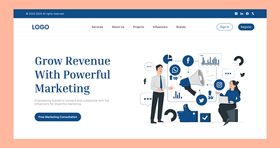 Business Website Landing Page behance business website colorful ui content creator creative website dribble hero section influencer marketing influencer portfolio influencer website landing page landing page section lifestyle influence marketing website pinterest social media ui design us design web ui website design