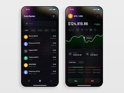 Crypto Mobile App - Coin List, Graphic Detail btc coin crypto design graphic chart graphic design mobile app ui ux