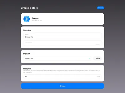 Create a store - SnowUI dashboard ui kit