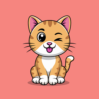Adorable Cartoon Tabby Cat animal cartoon cat character cute funny happy illustration kitten mascot pet