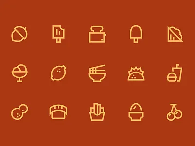 Food Icon Set brand design dailyui food icon pack food icon set food icons graphic design icon pack icon set ui design