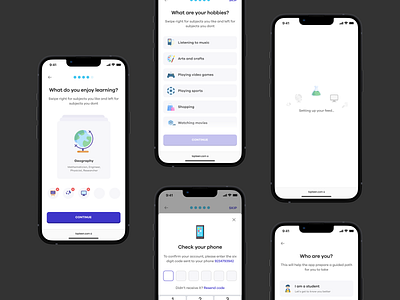 Topteen onboarding and feed setup design system figma mobile ui ux web