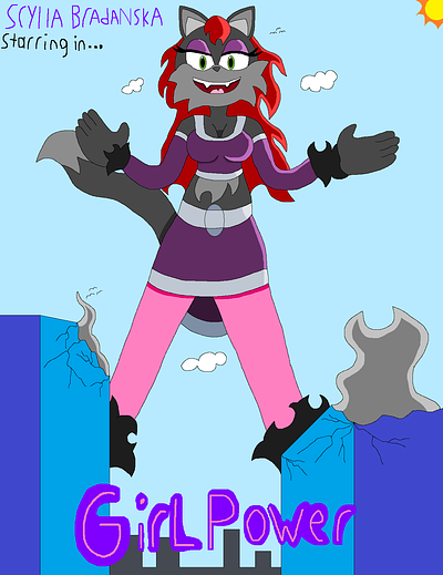 Girl Power Comic Cover anthro character evil fantasy fox furry giant illustration kaiju mobian monster sonic supervillain woman
