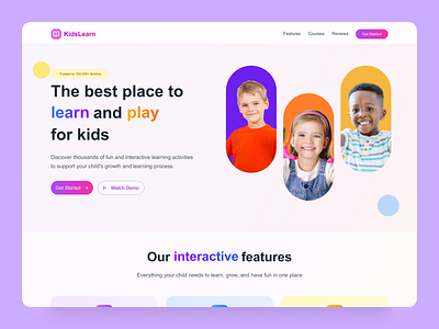 Kids Learning & Playing Landing Page Design kids landing page kids website landing page landing pages learning website playing landing page school website ui ui design ui ux design ux design ux research web design webiste design