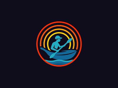 Kayak Boat - Restaurant Logo Design adventure badge badge logo beautiful boat logo bowl branding circle colorful creative kayak boat identity design kayaking logo outdoor logo restaurant branding restaurant logo seafood logo spoon travel waves