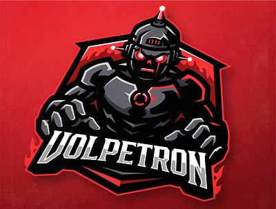 Robot Mascot logo done for American DJ Ray Volpe! branding esport esportlogo gaming hockey hockey jersey hockey logo illustration jersey logo mascot mascot logo merch logo ray volpe red robot logo robot logo robots volpetron