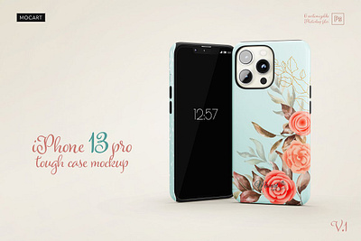 iPhone 13Pro Tough Case Mockup v.1 case design mock up case mockup custom design customizable iphone 13pro iphone 13pro case iphone mockup mocart phone case phone case mockup smart object smartphone mockup