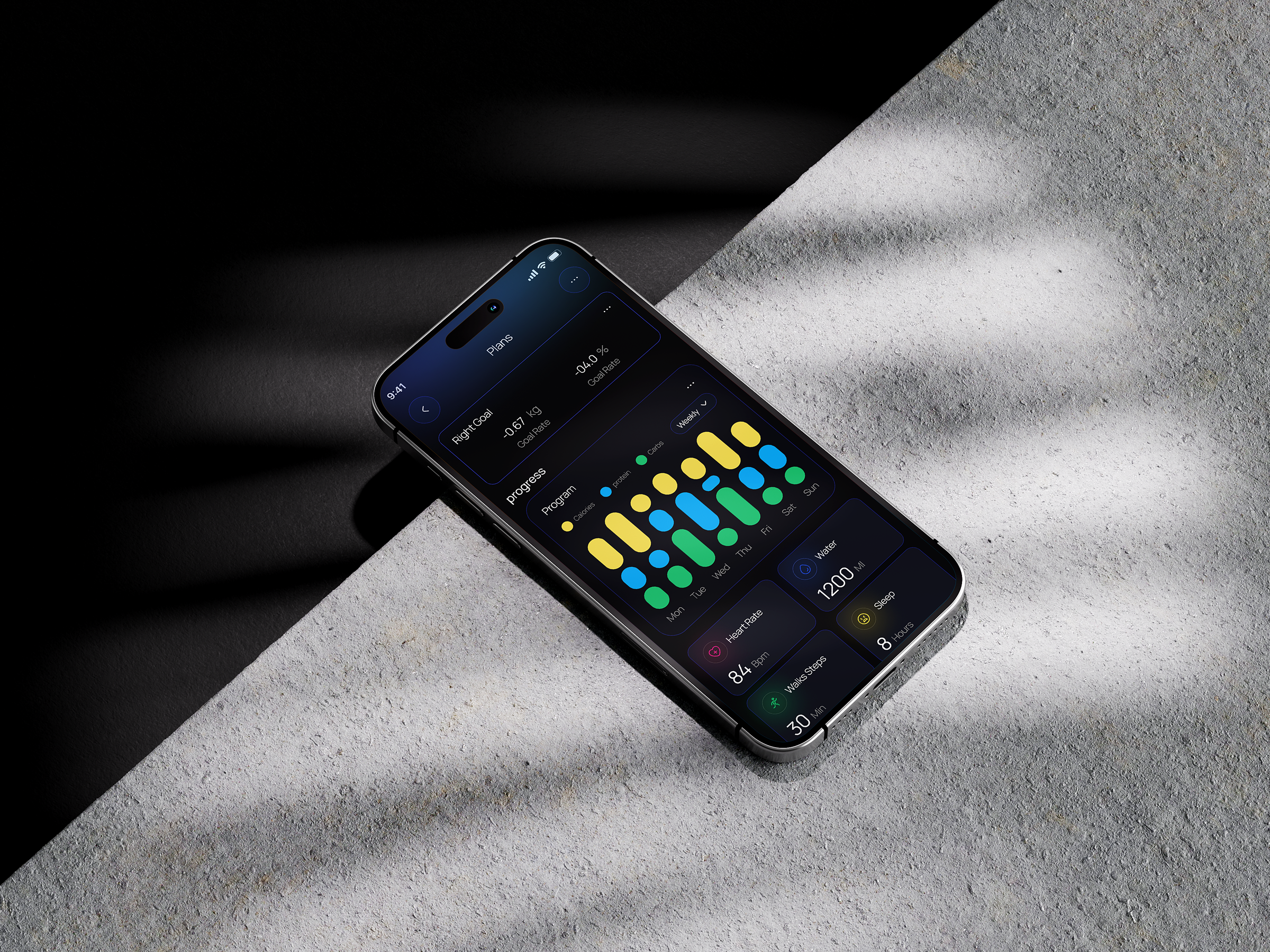 Fitness Tracker App UI app dersign clean dark fitness app fitness app design fitness tracker app habittracker health app mobile app mobile application progress bar saas user interface design ux wellness app