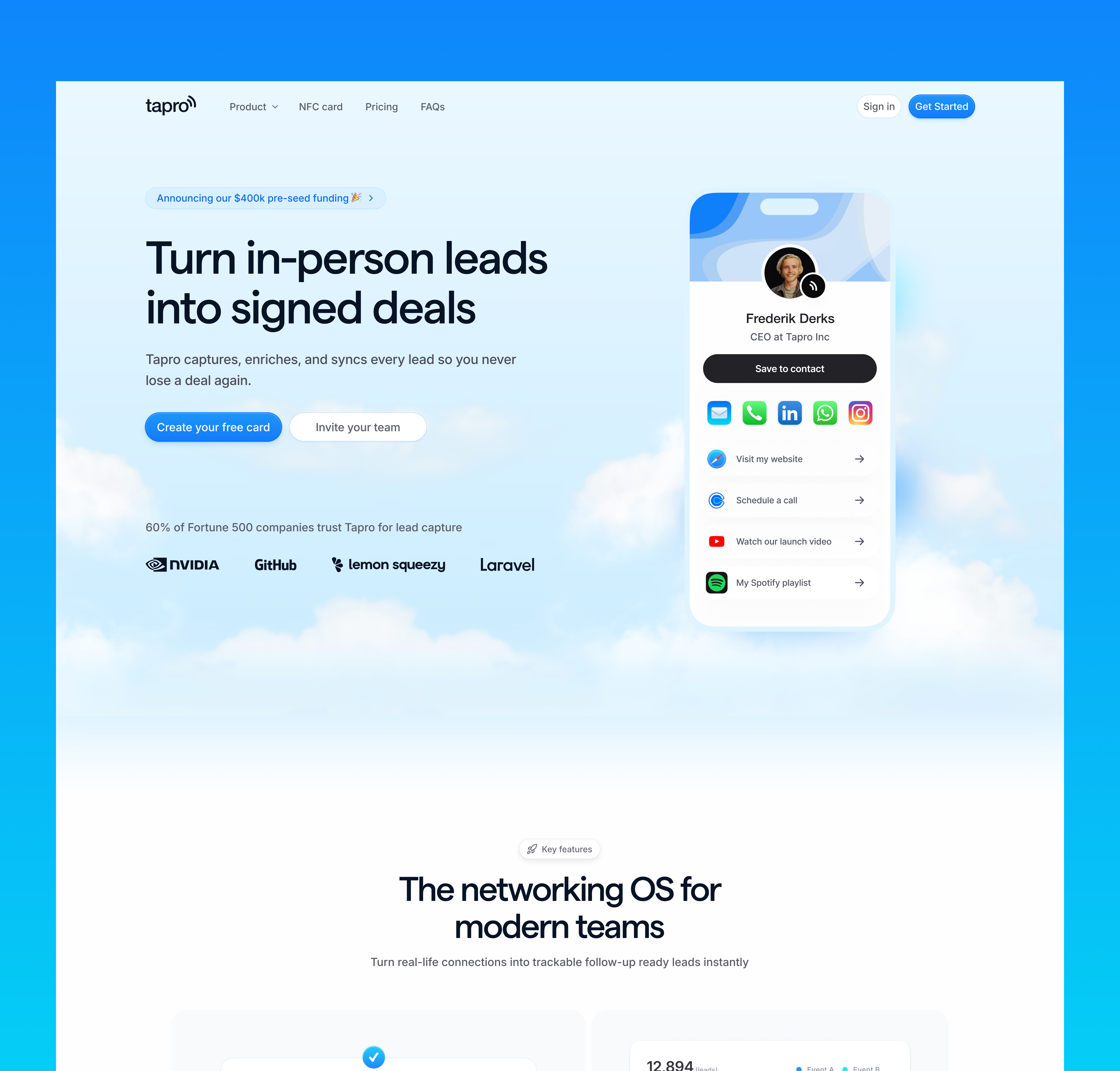 Tapro early launch website branding crm design graphic design landing page lead capture nfc sales funnel ui ux vector