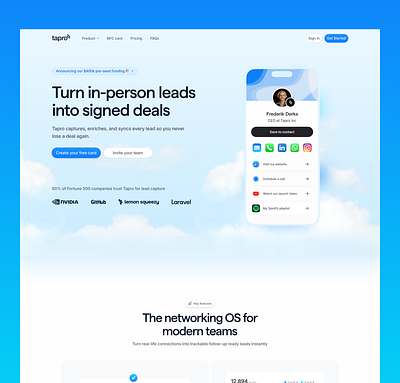 Tapro early launch website branding crm design graphic design landing page lead capture nfc sales funnel ui ux vector