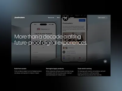 Pixelmatters New Website • What we do 3d animation ui website