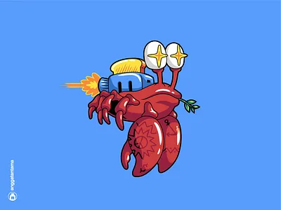 A Crab animal character clean crab design illustration line mascot odd quirky red simple sticker t shirt t shirtdesign tee toast vector vibrant weird