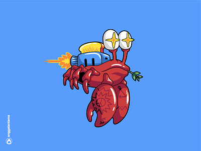 A Crab animal character clean crab design illustration line mascot odd quirky red simple sticker t shirt t shirtdesign tee toast vector vibrant weird