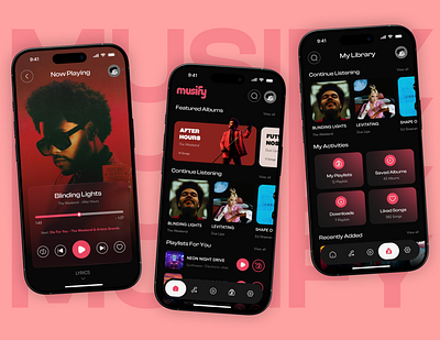 MUISIFY - A Music Listening App Design 3d animation app design branding design dribbble ecommerce figma figma designer graphic design illustration logo mobile app design motion graphics music ui ui design ui ux uiux web design