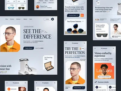 Lensora - Eyewear Online Store ecommerce ecommerce design eye glasses eye lens eyecare eyewear branding eyewear website fashion fashion shades frames website glasses landing page landingpage medical optical shop sunglasses web design webdesign website design website designer