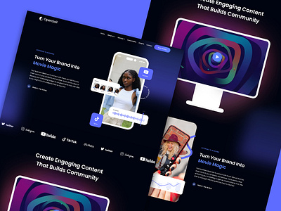 Tech Landing Page, Dark Mode Design | TikTok Videos animations app branding dark mode design homepage illustration logo modern tiktok ui ux video web design website