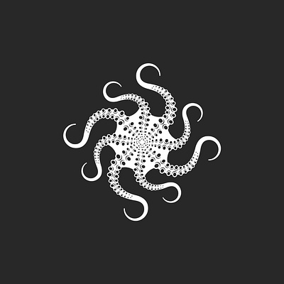 Minimalist psychedelic octopus logo design animal badge animal logo black and white brand identity circular shape creature design kraken logo design minimal art minimalist logo octopus octopus tentacles psychedelic psychedelic logo simple symmetry tattoo design vector illustration