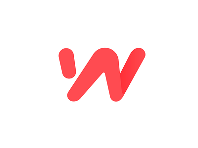 W bold concept logo red round simple w