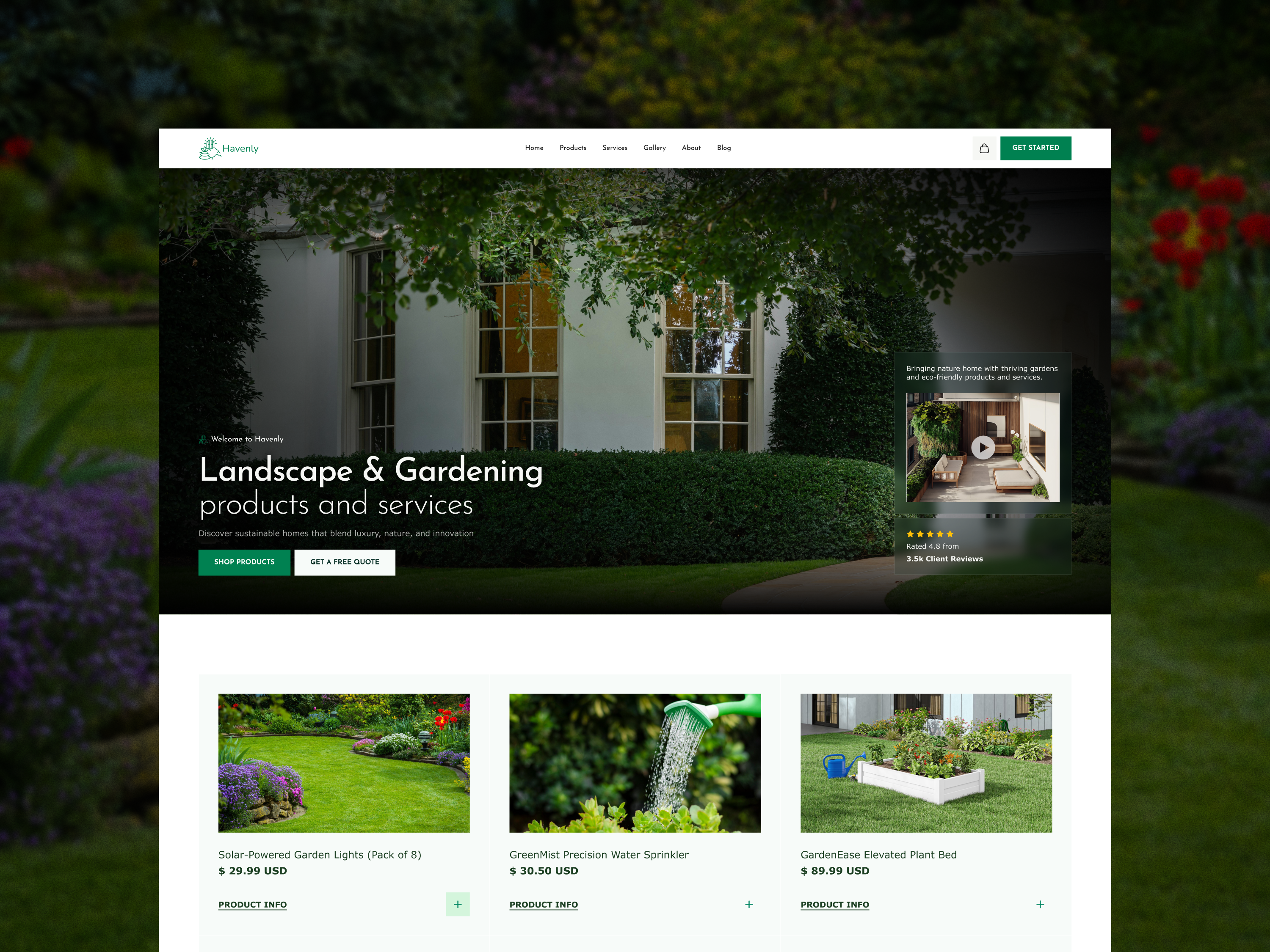 Heavenly | Garden Landscape Design Website UI Figma Template figma website design garden landscape website design garden web design garden web ui garden website green garden website green website heavenly ui ui design web ui