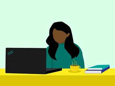 Designer at Work 2 branding coffee design designer at work designer working girl working graphic design illustration laptop woman working working designer