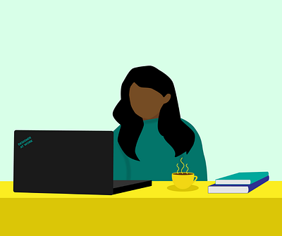 Designer at Work 2 branding coffee design designer at work designer working girl working graphic design illustration laptop woman working working designer
