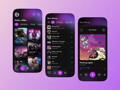 Music App – Stream, Discover & Enjoy app app design design mobile mobile app music musician palylist player ui ux