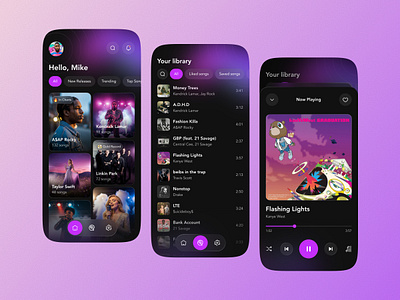 Music App – Stream, Discover & Enjoy app app design design mobile mobile app music musician palylist player ui ux