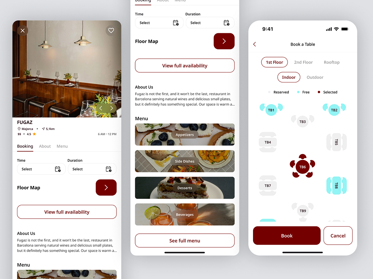 Restaurant Reservation Mobile App UI/UX by Kristina Gorjeladze on Dribbble