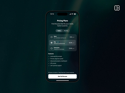 AI Platform - Pricing Plan Page app asd card dark mode green ios iphone mobile app pay payment plan plans pricing pricing card pricing page pricing plan subscription ui ux web