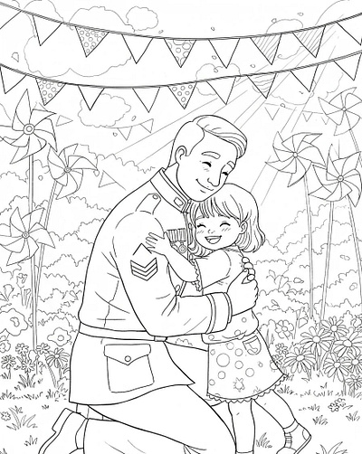 A black and white coloring book illustration