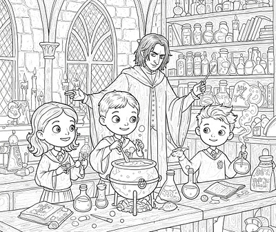 Cartoon coloring page of Professor Snape