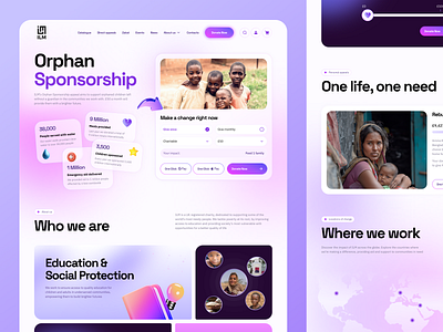 ILM Charity Website UI/UX Design 3d branding color design gradient graphic design interface logo mobile pink purple ui ui design uiux uiuxdesign ux ux design website work