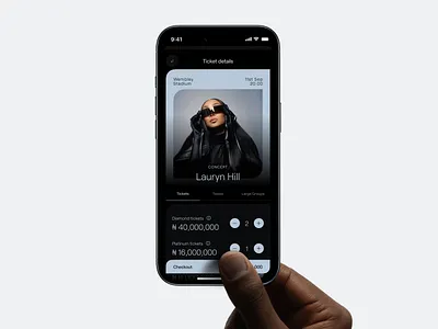 Ticket – Event Booking App Design 🎟️ android app application black concert desig system design event graphic design interactive interface ios lagos luxyxry mobile monohrome ticket ui ui kit ux