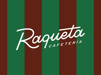 Cafetería Raqueta. cafe coffee italic lettering logo padel ragueta spanish stripes tennis