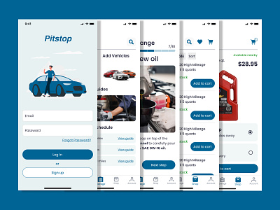 Pitstop DIY Car Maintenance App app design illustration typography ui ux