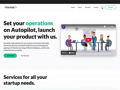 Animated Tech Landing Page 3d ai animation aws code css design framer fullstack graphic design html illustration landing page panicle react tech three js ui website