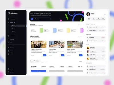 Educational Platform Dashboard UI learning management