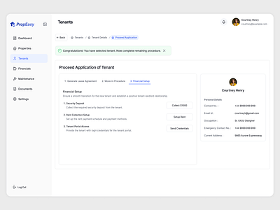 Financial Setup UI – Tenant Onboarding Dashboard app design branding clean ui financial setup financial setup ui illustration manage tenant deposits mobile app design property management saas property management system real estate ui projects rental saas domain seamless and transparent tenant onboarding journey ui uiux