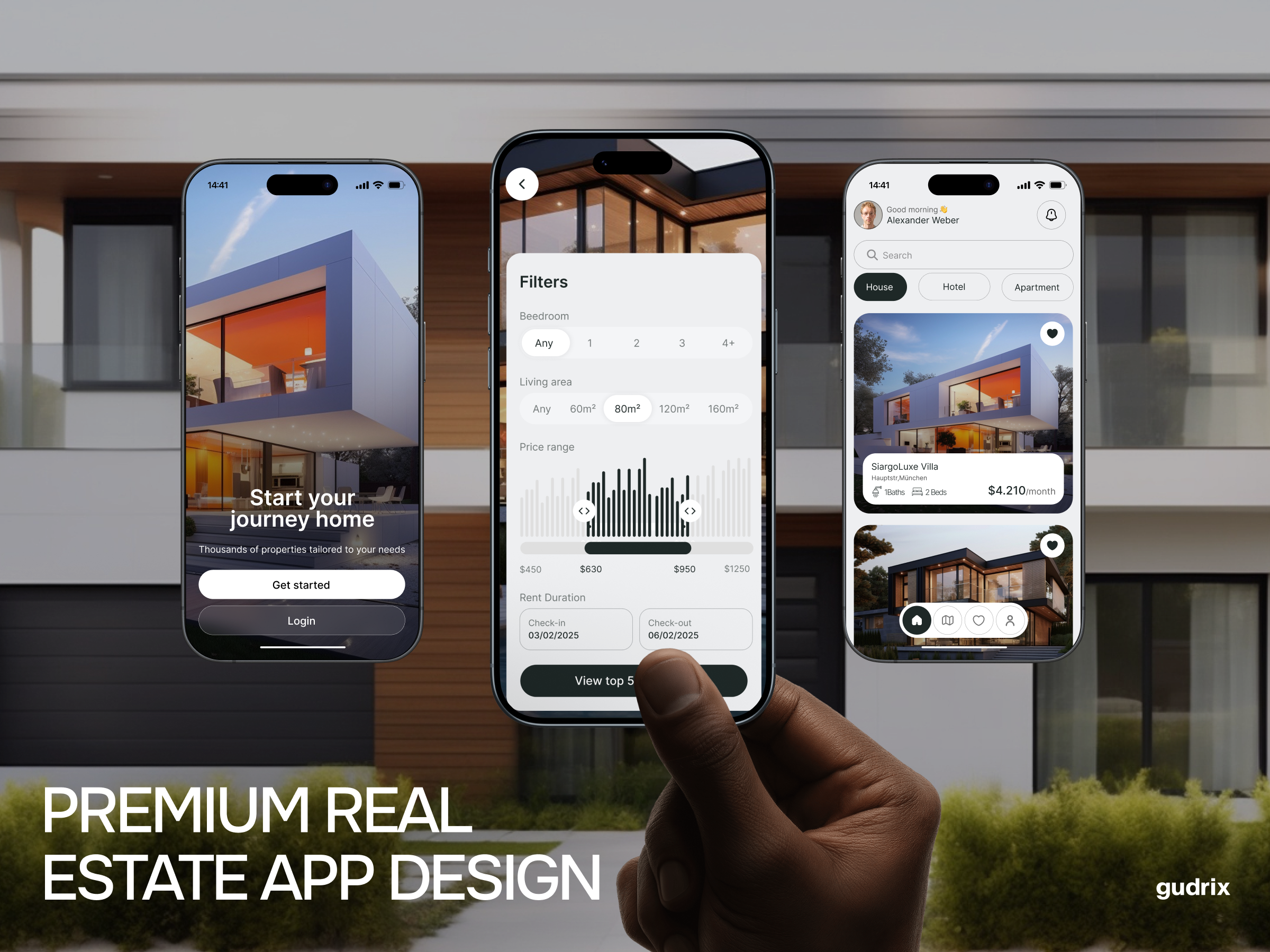 Premium Real Estate App — UX/UI Design & Prototyping branding design graphic design hotel website | uiux webflow illustration landing page logo ui webflow website