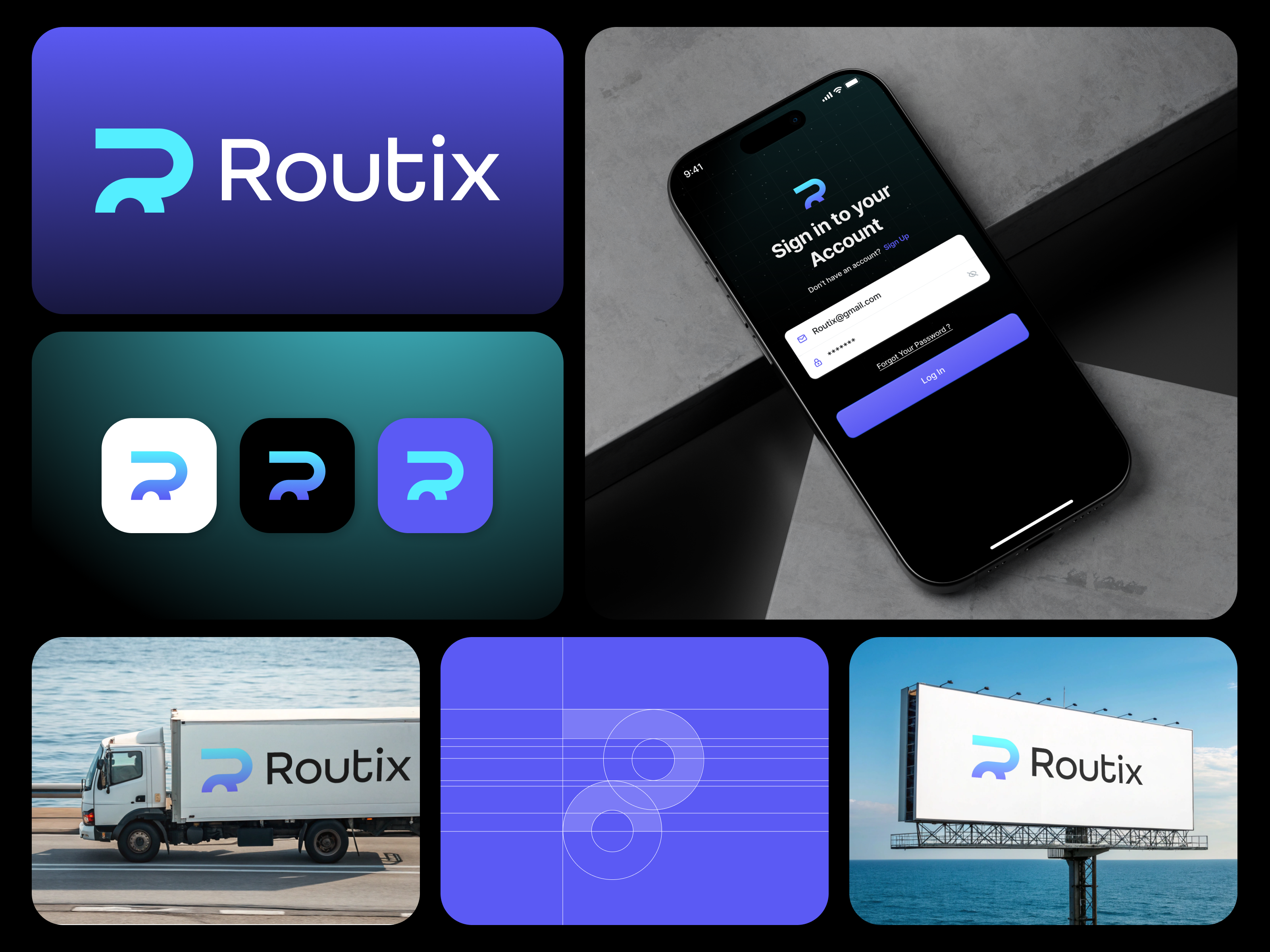 Routix | Visual system for logistics branding graphic design logo