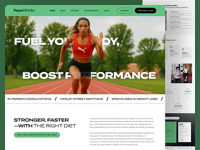 Clean & Motivational UI for Sports Nutritionist Website figma landing page ui userexperiencedesign uxuidesigner web design