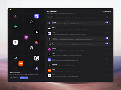 Add integrations — Untitled UI integrations onboarding product design sign up signup ui design user interface