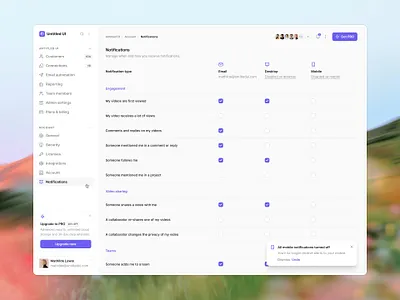Notifications — Untitled UI notifications settings preferences product design saas settings page ui design user interface