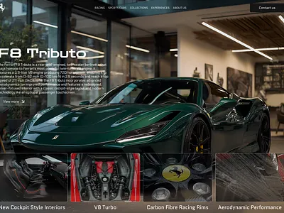 Ferrari F8 Tributo website design figma landing page ui uiux ux website design