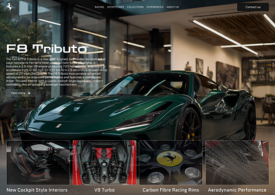 Ferrari F8 Tributo website design figma landing page ui uiux ux website design